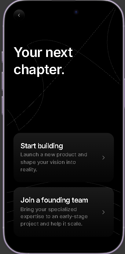 Seedr onboarding: Start building or join a founding team